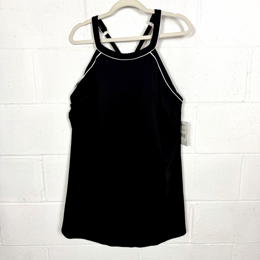 Lands End High Neck Swim Dress Plus Size 18 NWT Black UPF 50 Summer Beach Resort